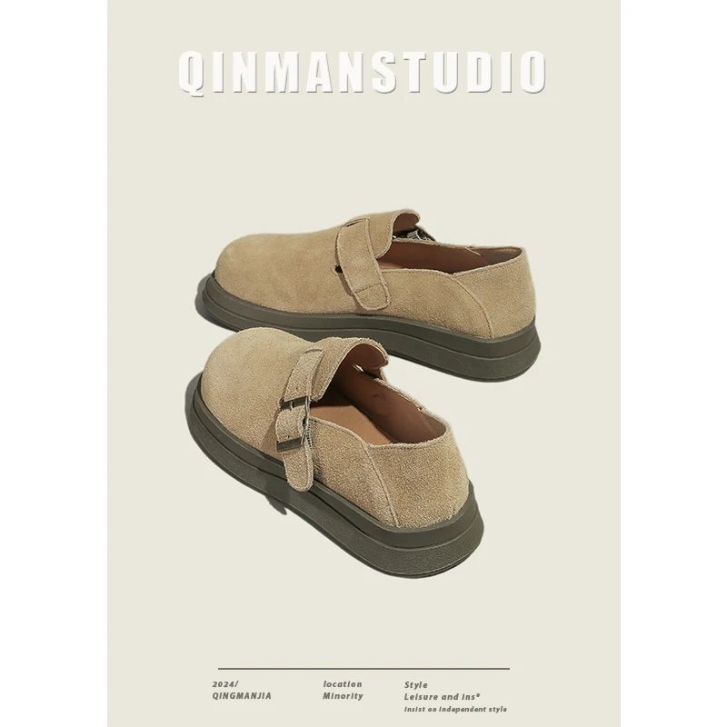 轻漫家全包勃肯单鞋2025春秋新款复古百搭懒人一脚蹬外穿小皮鞋