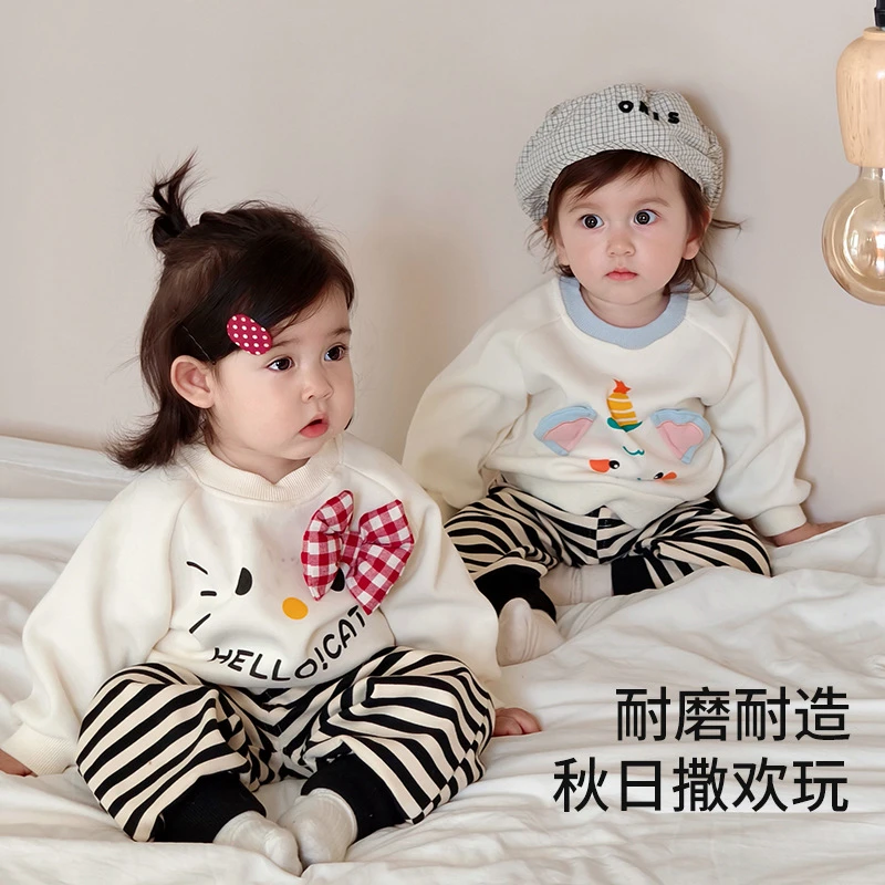 女童秋季休闲套装韩版女宝宝超萌卡通长袖卫衣卫裤外出两件套