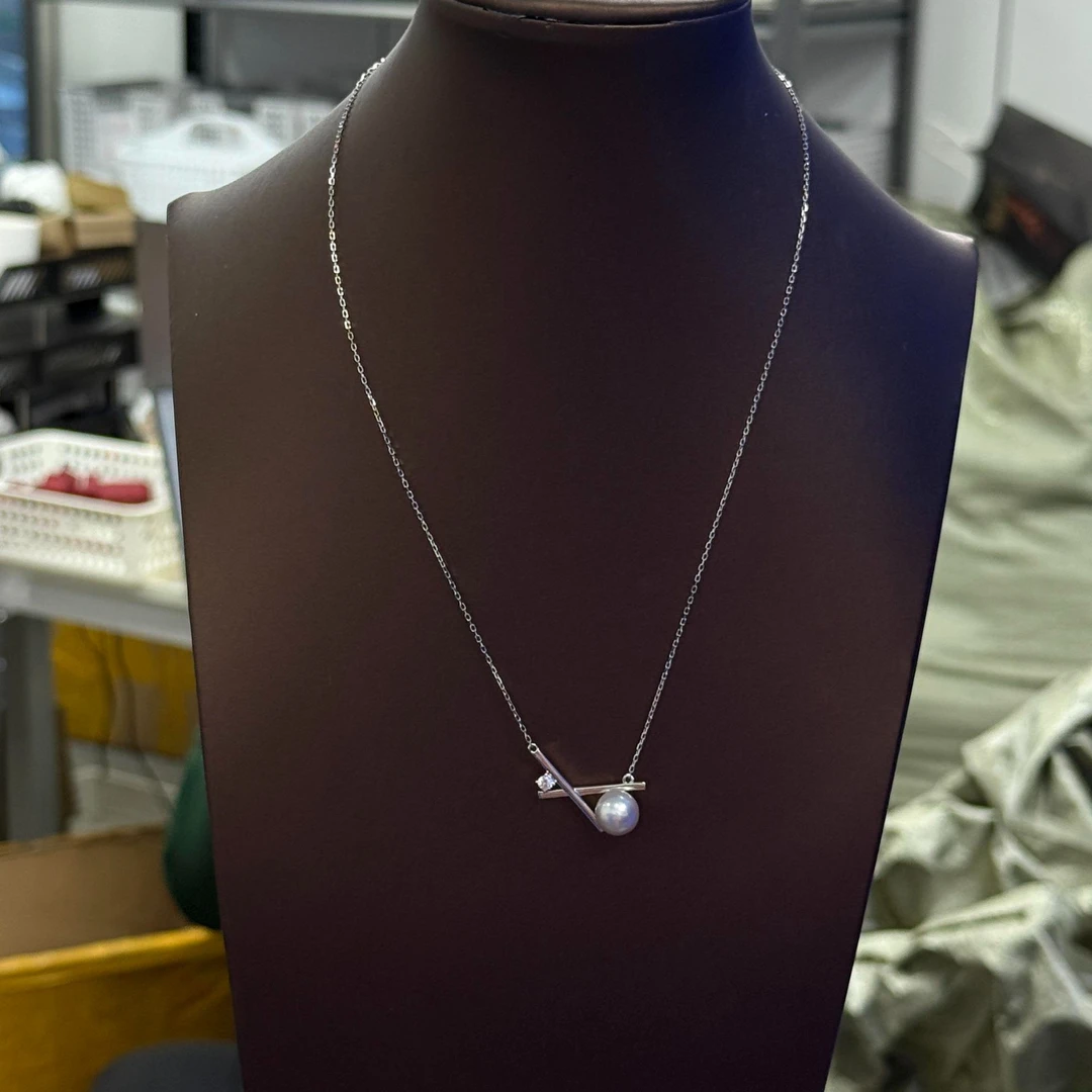 【雪雪定制款】S925银淡水珍珠白珠X吊坠7-8mm