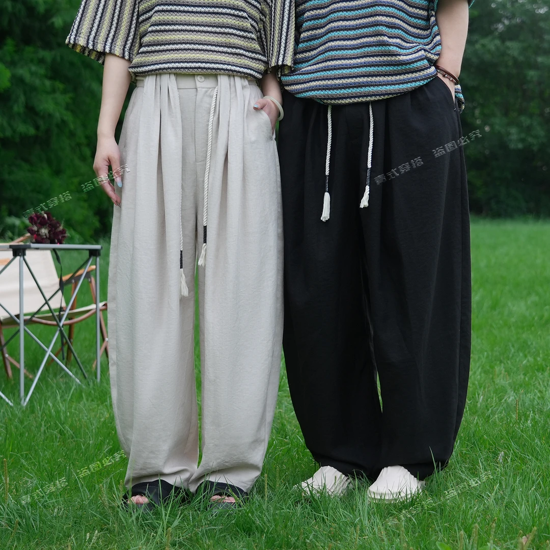 青式CYAN.C【竹云】云感超舒适透气亚麻混纺阔型休闲裤男女同款夏季