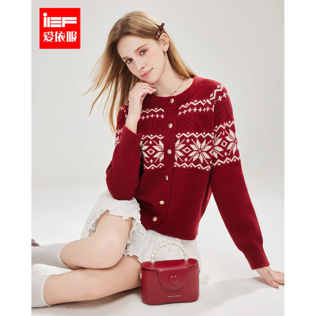IEF/爱依服2025冬春新款法式波西米亚民族风通勤百搭毛织外套