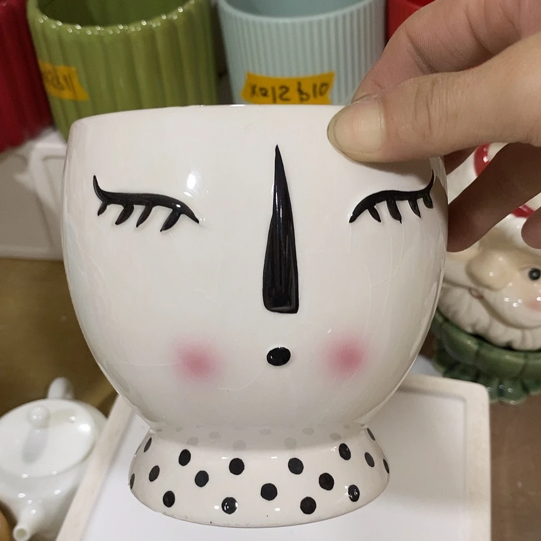 摆件陶盆有孔 瑕疵介意勿拍