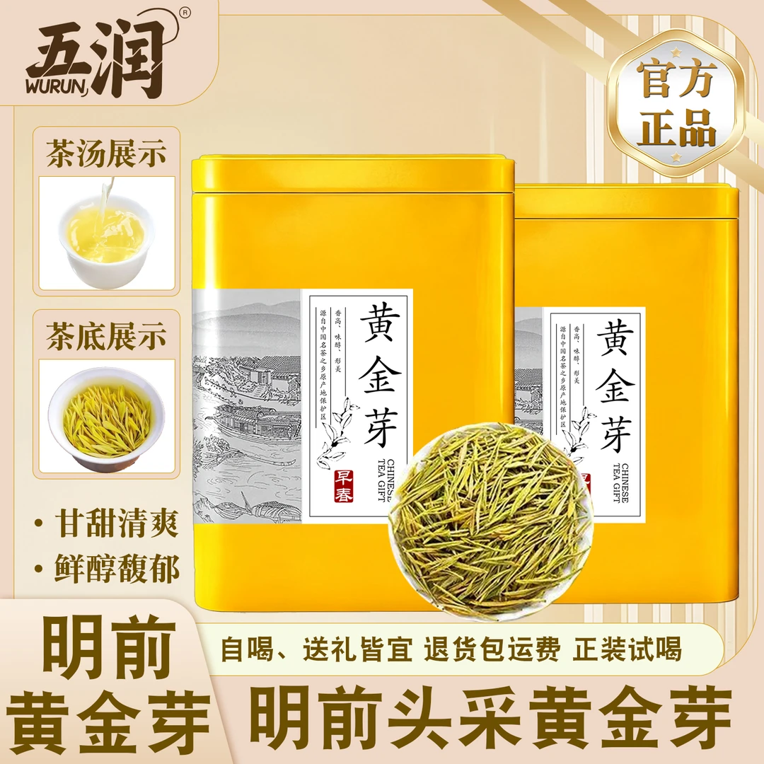 【邮政补贴】2025年新茶黄金芽明前春茶 原产高山罐装 绿茶 黄金芽