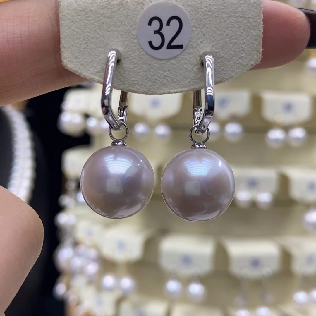 银S925镶嵌淡水珍珠耳饰