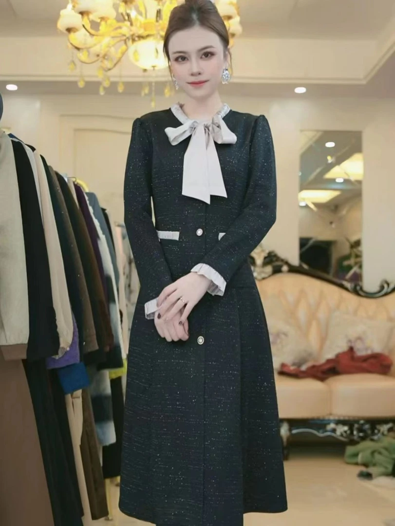 1020小香风连衣裙女秋冬2025新款气质名媛高级感轻奢显瘦裙子