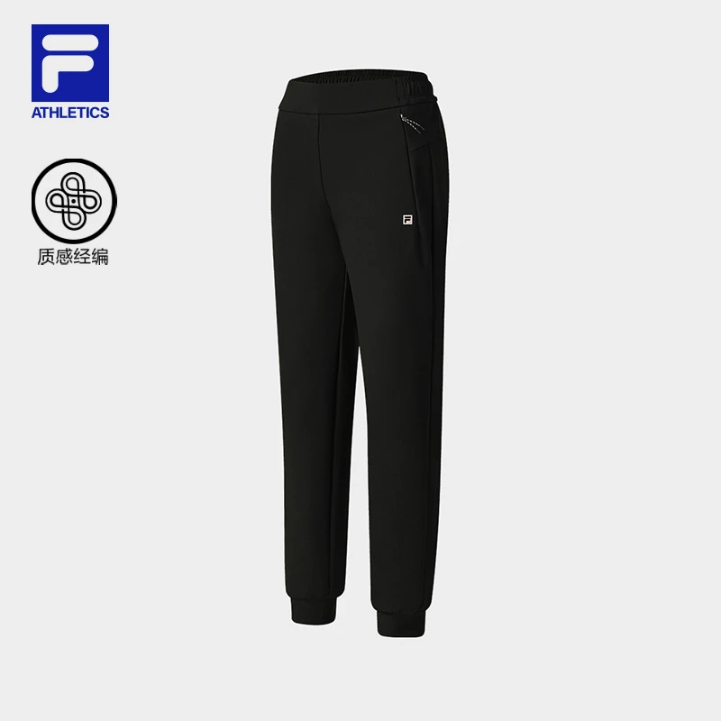 Fila/斐乐女秋新款【显瘦松紧带设计】透气运动针织长裤A11W541612F