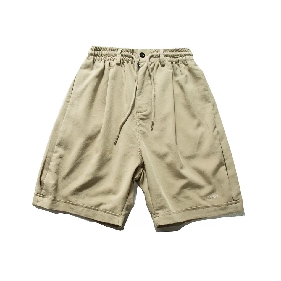 夏季日系简约百搭宽松垂感休闲短裤直筒五分裤男女-2319