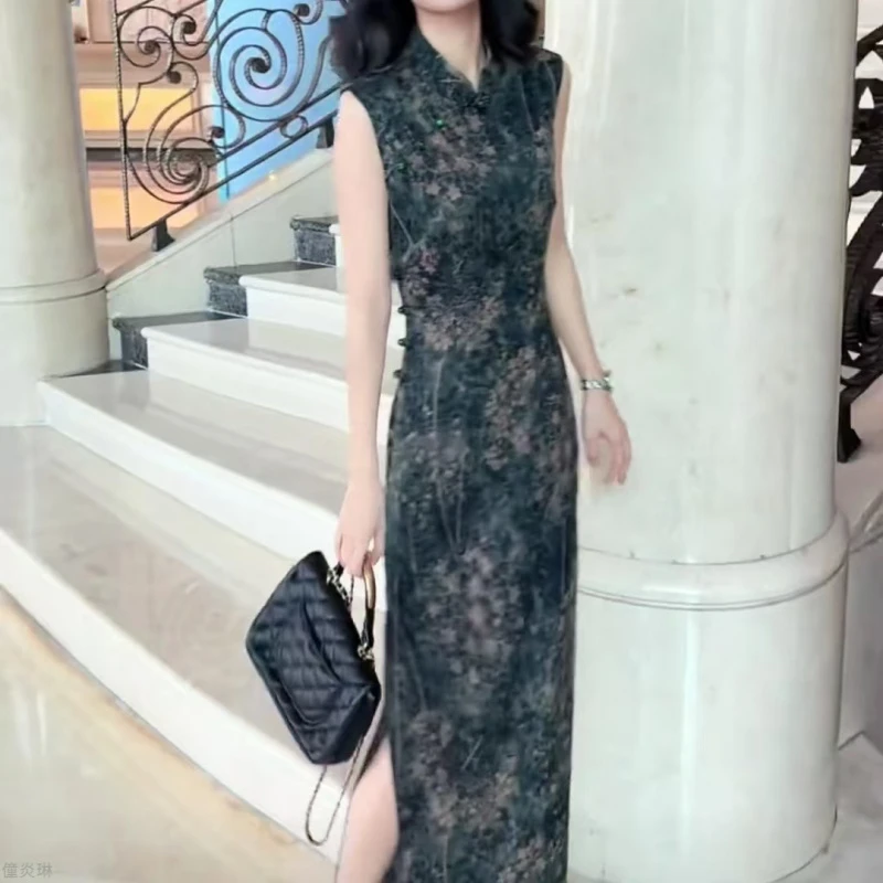 哥弟阿玛施正改良旗袍2025长款新款无袖修身显瘦复古时尚年轻潮流