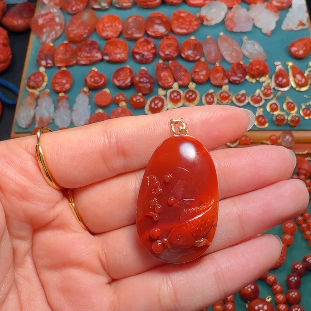 南红玛瑙南红18K金镶嵌
