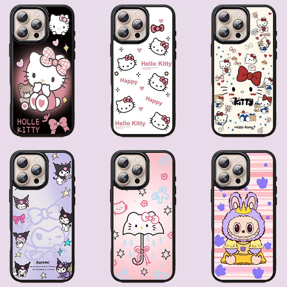 可爱风卡通KT猫磨砂鎏金磁吸手机壳适用于苹果16/15ProMax/14/13