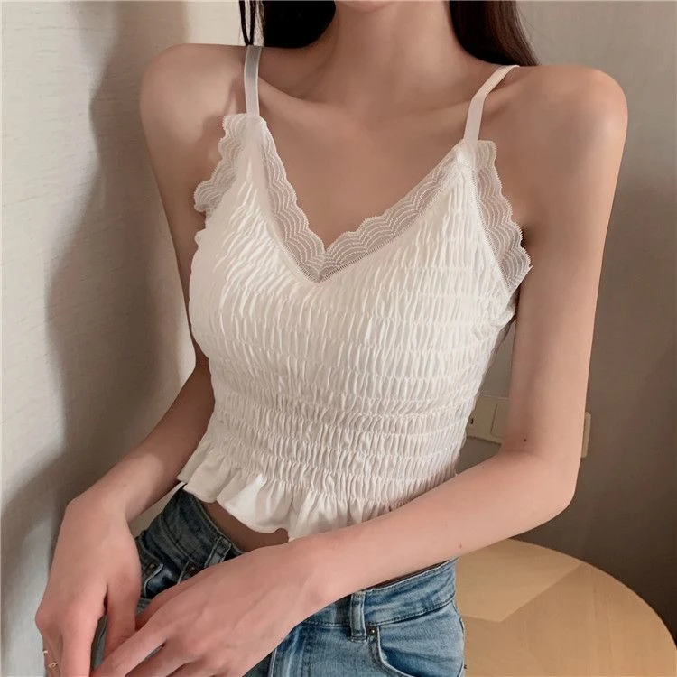 吊带长款背心女生新款秋冬外穿美背蕾丝边百搭内搭短款防走光上衣