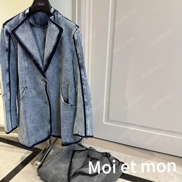 【Moi et mon】春季新款小众气质休闲百搭牛仔西装外套宽松时尚外套