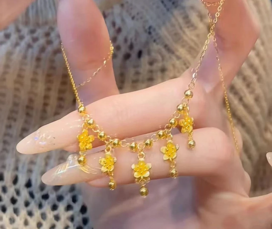 钛钢项链 钛钢材质  花朵流苏项链 MTL