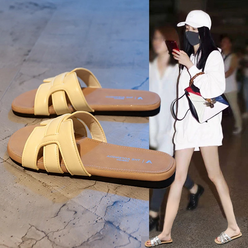 爆款平底一字拖女夏季外穿2025新款时尚配裙子软底高级感百搭凉拖