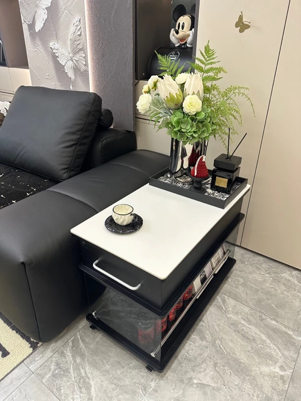 实木轻奢边柜客厅家用边几茶台桌现代简约可升降移动边柜