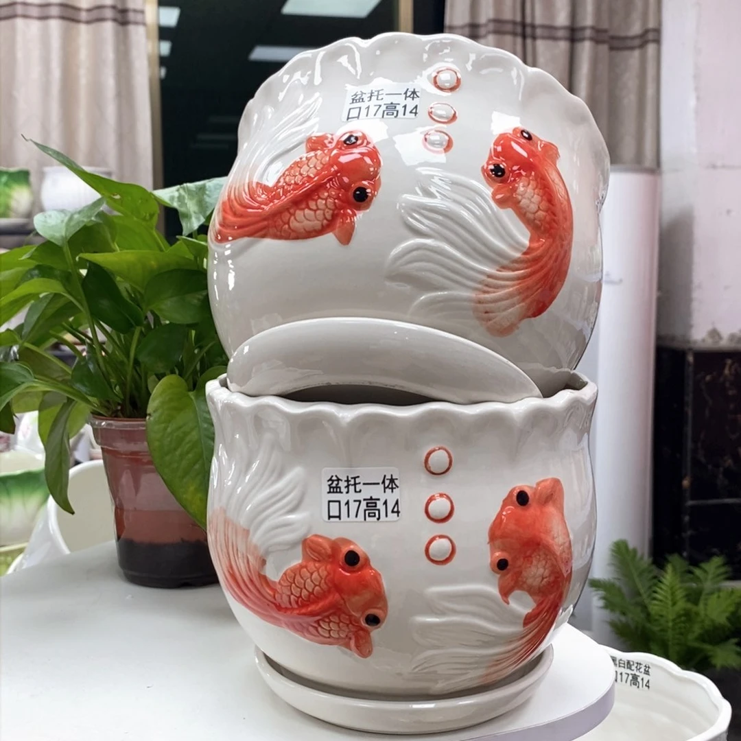 陶瓷@陶瓷花盆@@如鱼得水大号