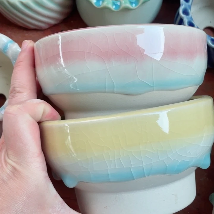 半手工花盆浮力炸开波12*6.5