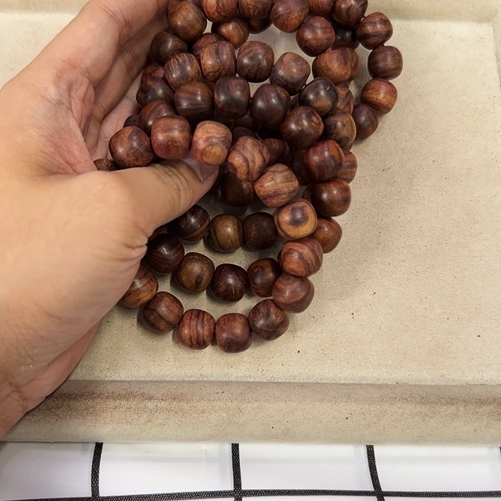 黄花梨/降香黄檀手串/手链14mm桶珠粗抛无胶无腊