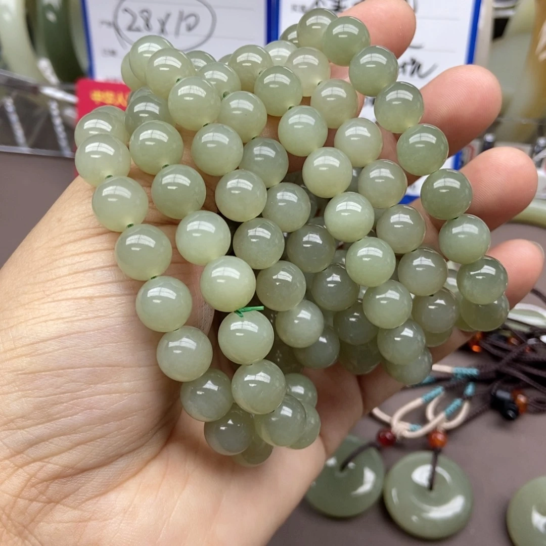 和田玉手串未镶嵌卡10