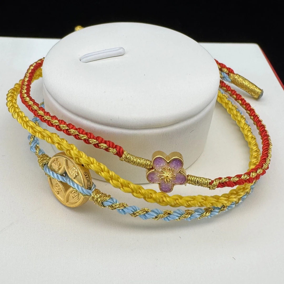 金邮送福 足金有钱花 可调节手工编绳