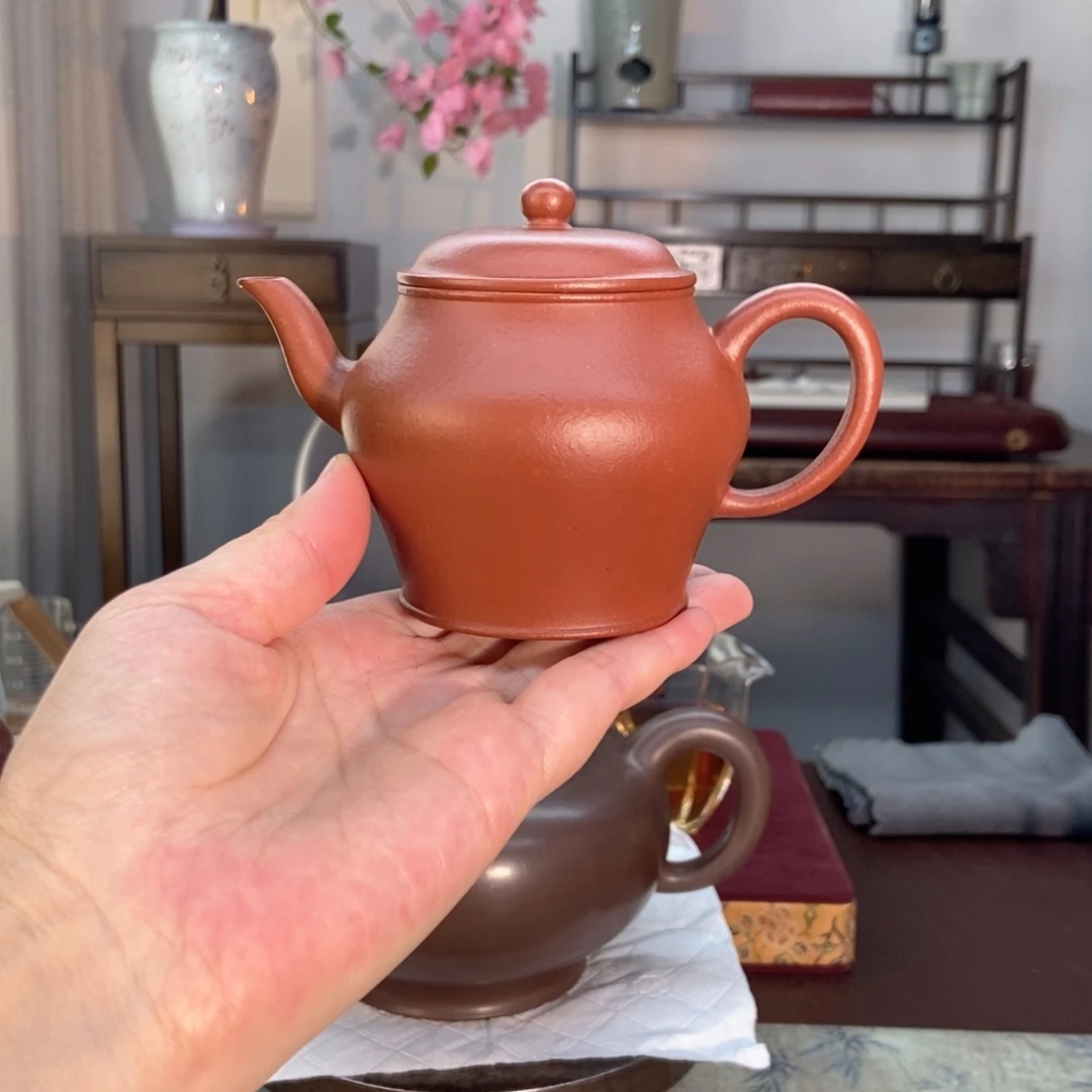 紫砂茶壶翁型壶 黄龙山朱泥150cc