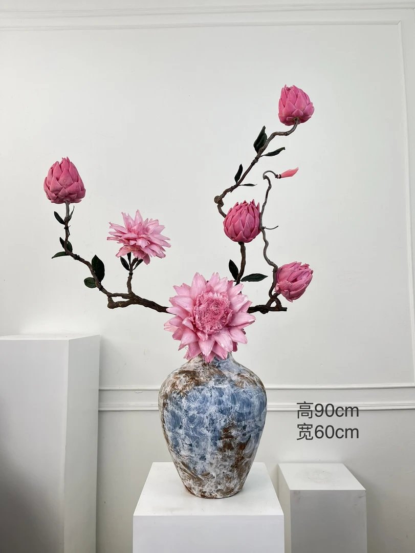 永生洋蓟，龙枣枝造景不含瓶