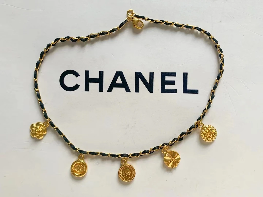95新 Chanel/香奈儿 Chanel vintage香奈儿中古多元素皮穿项链