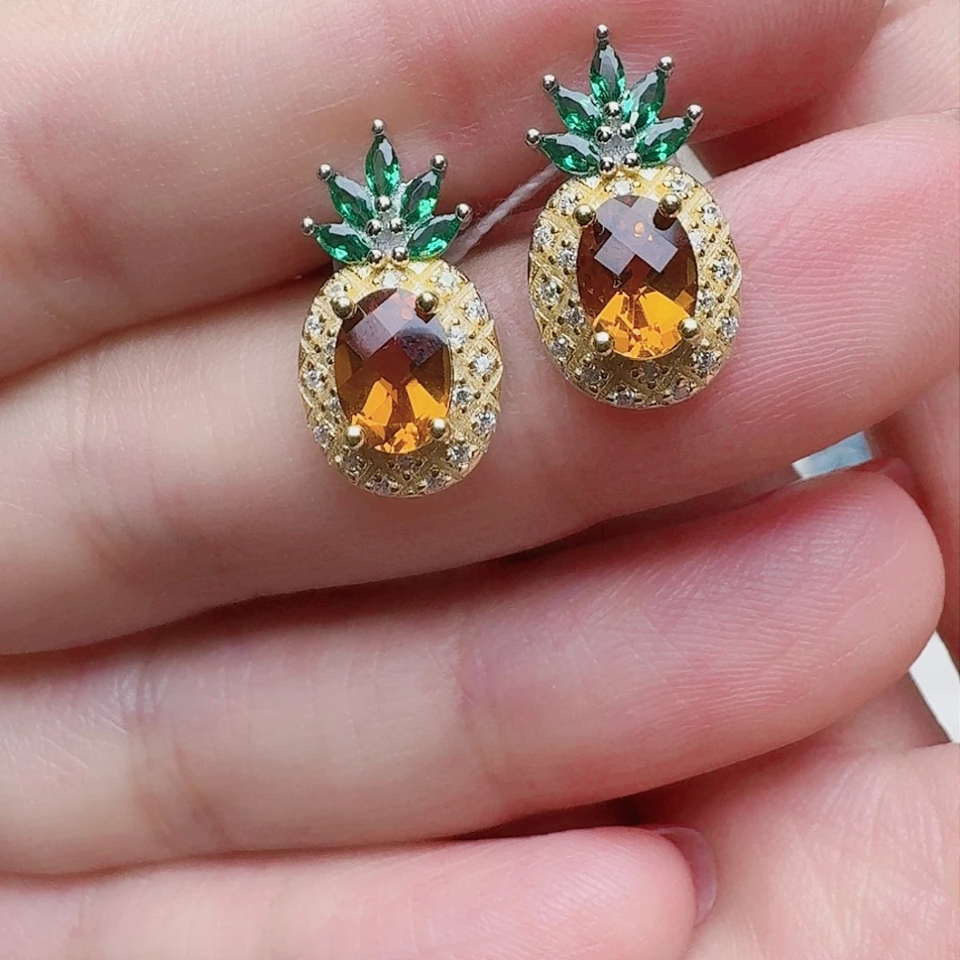 水晶耳饰银S925镶嵌耳钉181