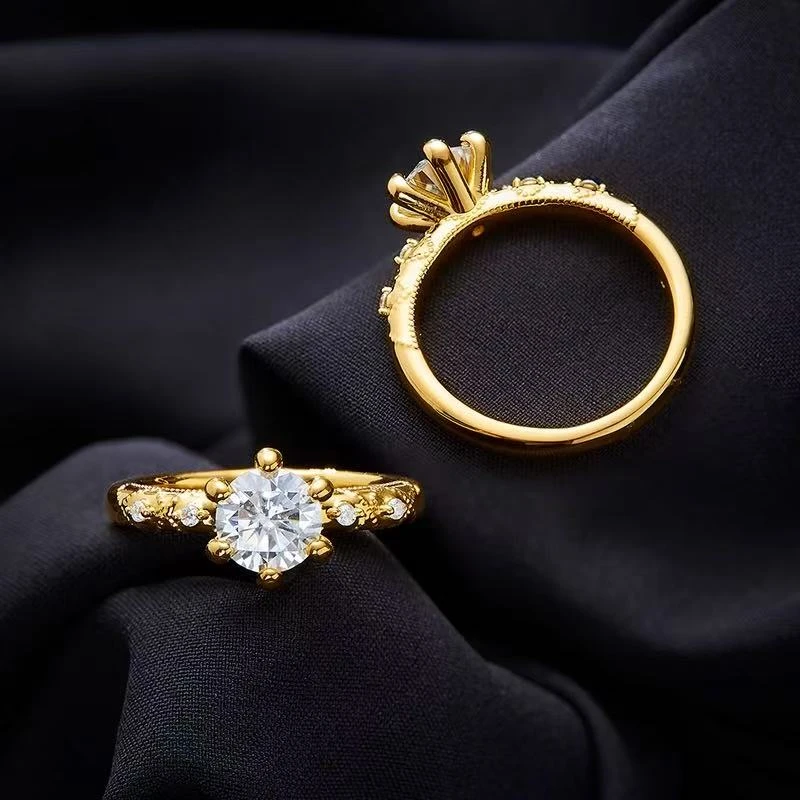 莫桑石【艺馨专属】足金999 莫桑石六爪戒指