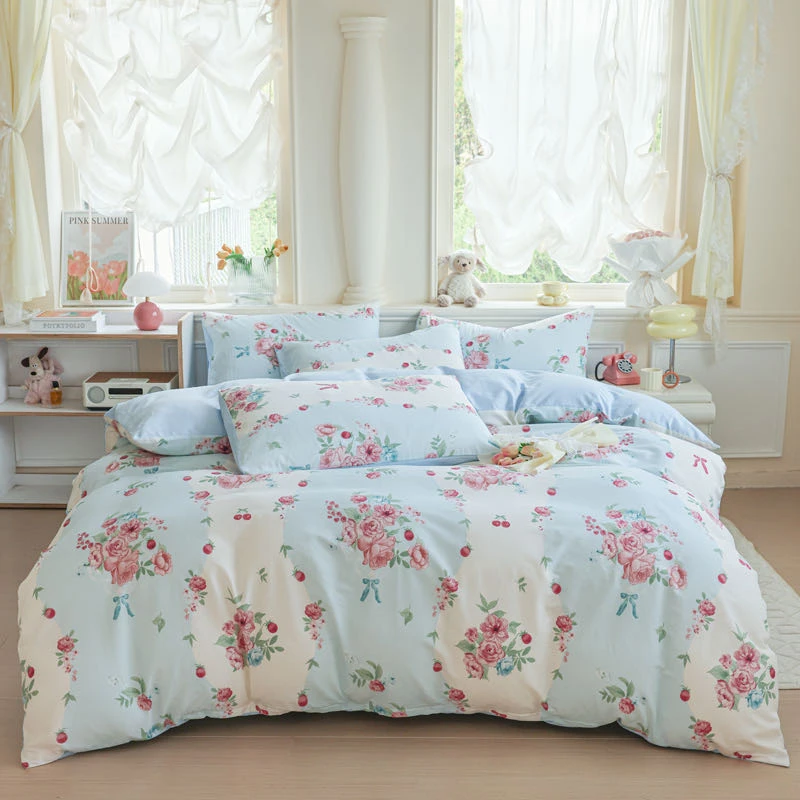 新全棉100%棉长绒棉斜纹印花四件套四季通用高支密床上用品