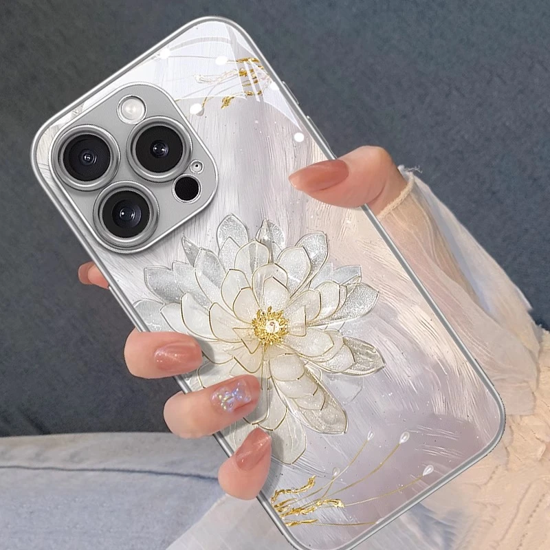 轻羽昙花适用苹果16手机壳iphone16promax新款15plus全包14防摔13