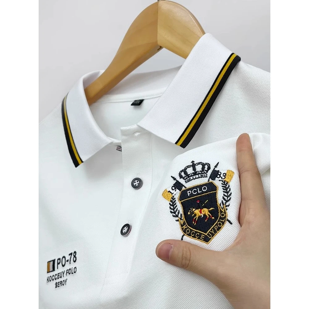 2025保罗新款夏季商务男士短袖T恤POLO衫刺绣翻领休闲中青年上衣