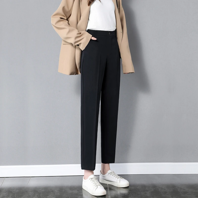 九分哈伦烟管裤女2025春夏新款百搭裤子宽松显瘦小个子休闲萝卜裤