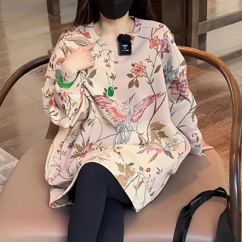 女士卫衣秋冬加厚保暖时尚洋气宽松大码中长款遮屁股内搭打底上衣