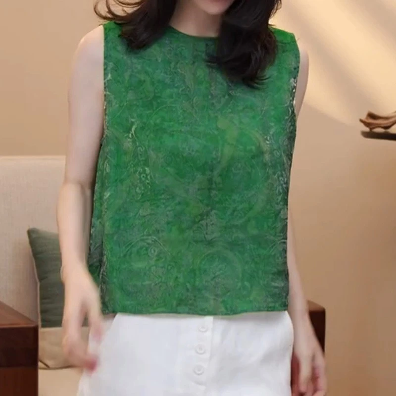 韩版洋气休闲百搭圆领无袖背心上衣女士夏季新款时尚气质宽松衣服