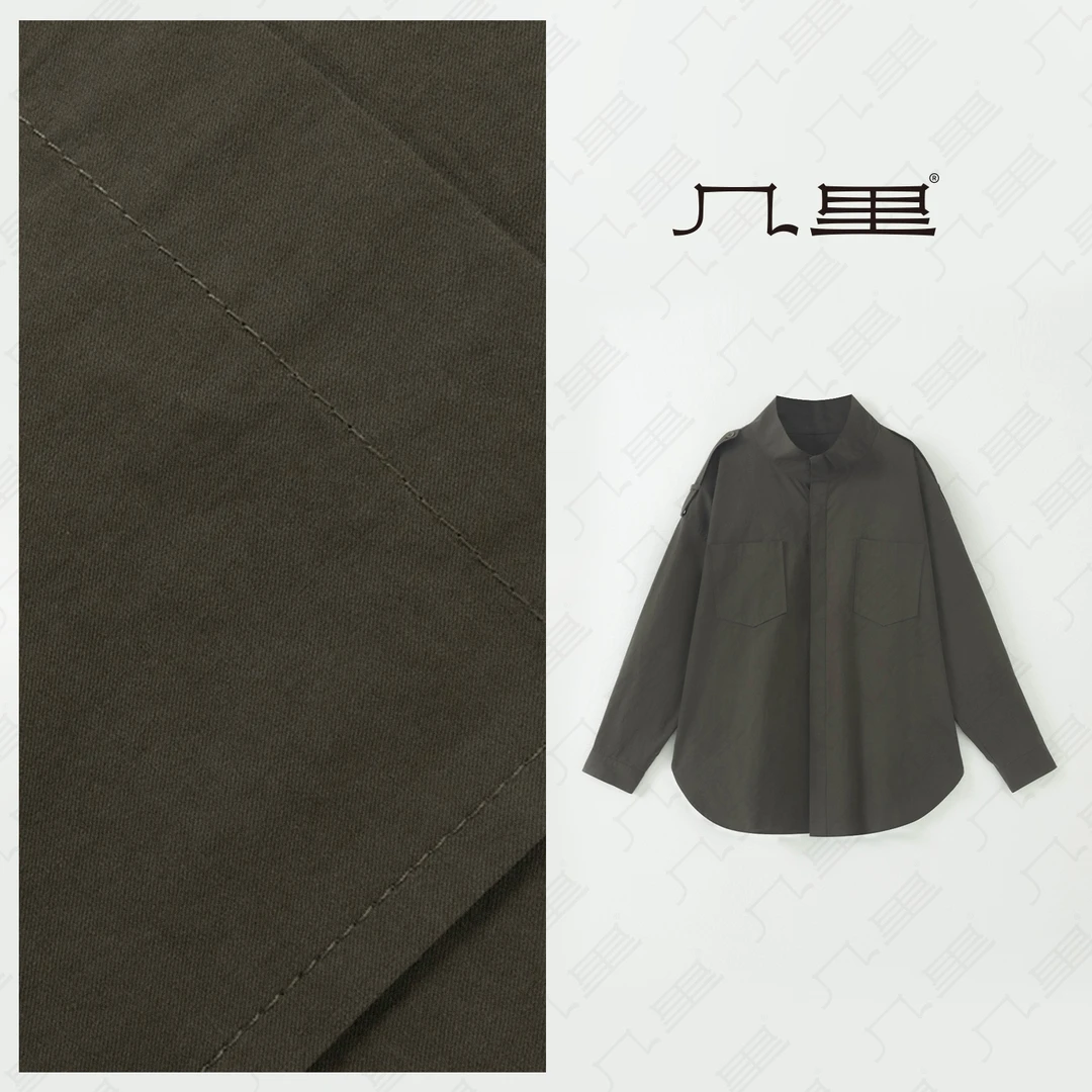 几里与麻 复古立领肩章衬衫外套 衣长70胸围150 2080844