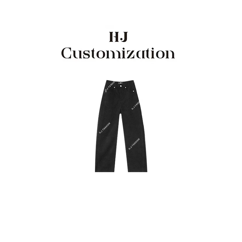 【郝洁】“理想裤”重工水洗工艺加绒保暖显高显瘦黑标弯刀牛仔裤9811