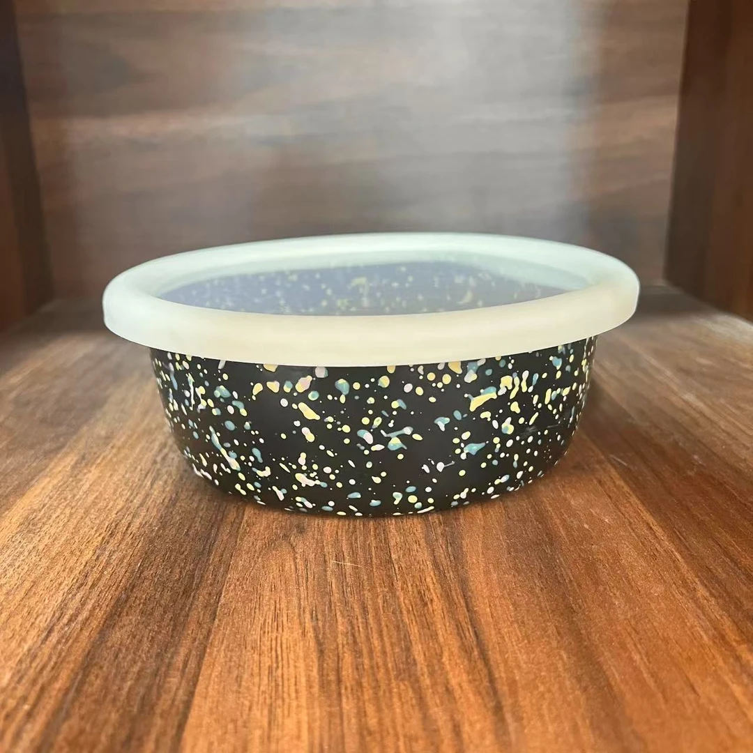 黑色星空泼墨系列口径18CM高度6CM加厚款圆形芝士盘