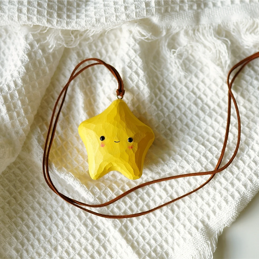 木雕星星挂件  装饰挂饰 家用创意可爱女孩卡通