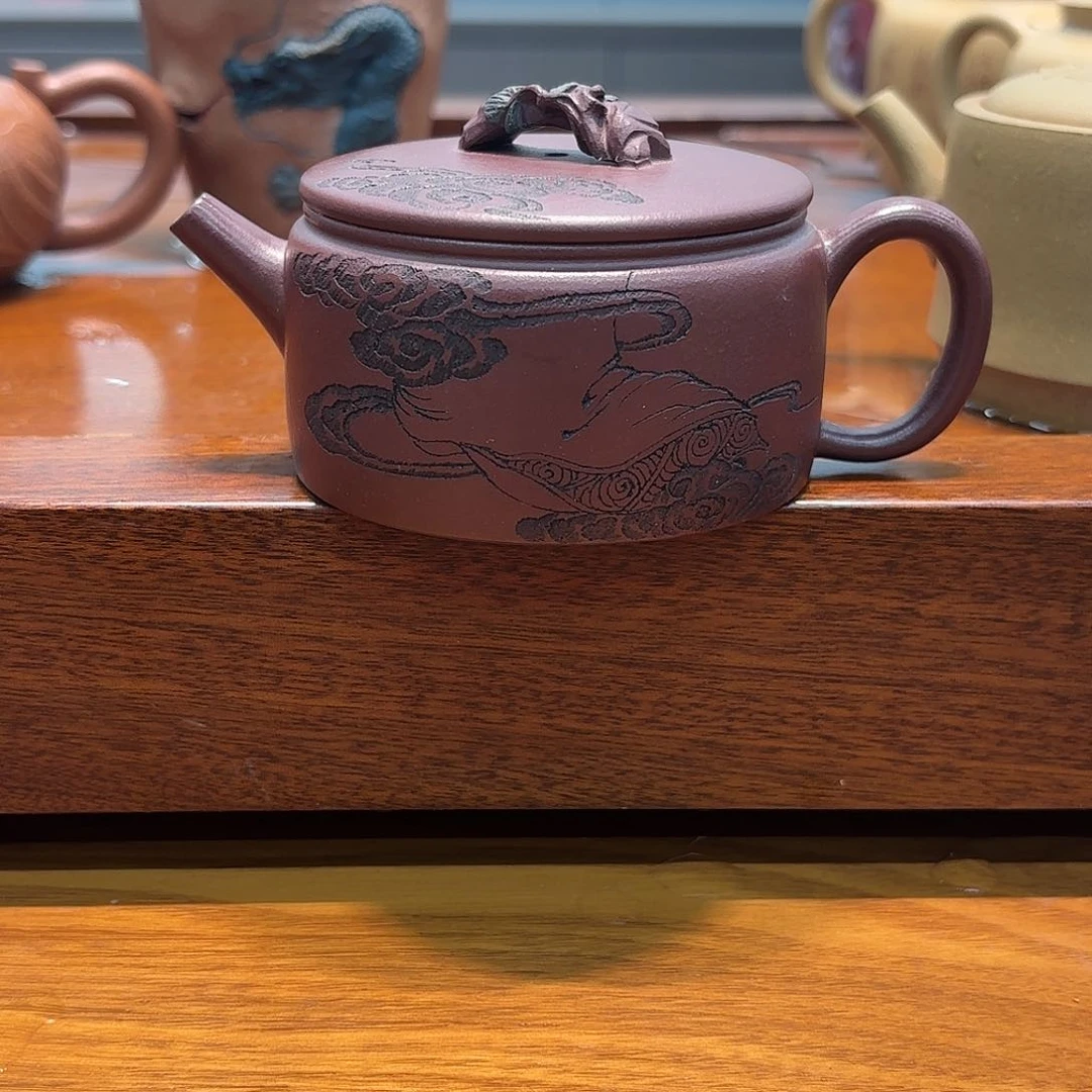 唐**品原矿小汉瓦150cc老紫泥紫砂壶