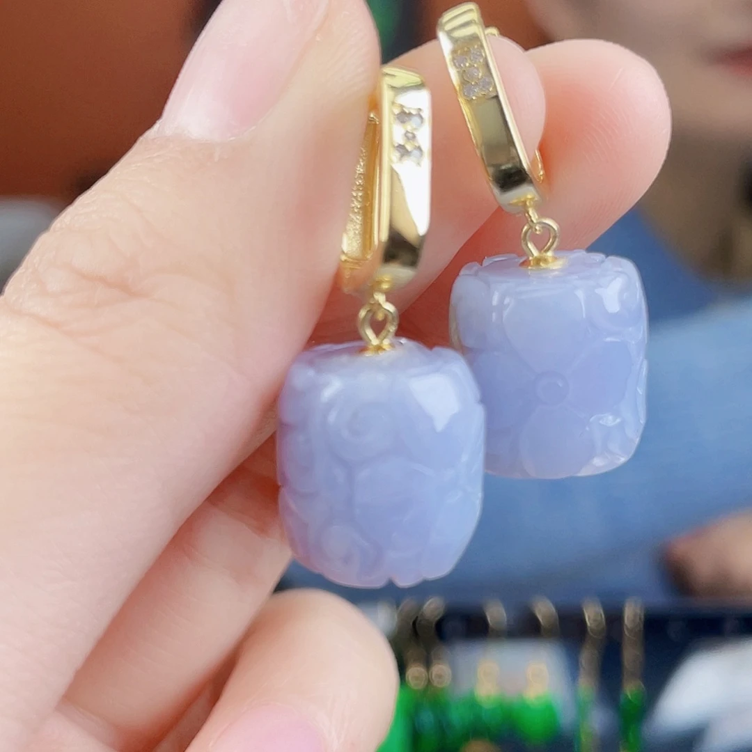 翡翠银S925镶嵌耳饰