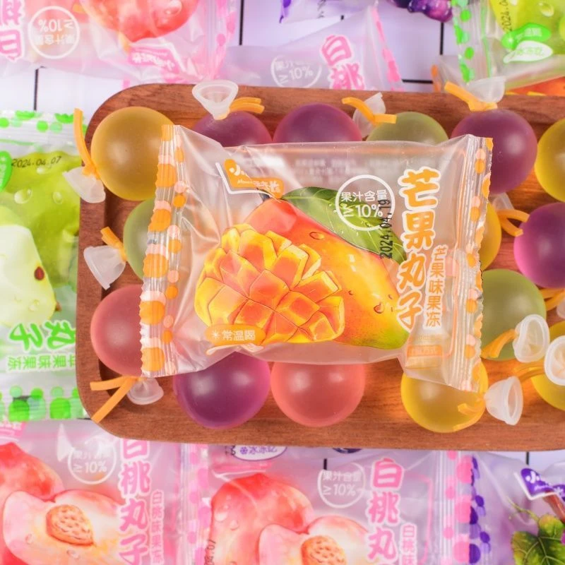 爆皮果冻气球果冻丸子网红零食巨峰葡萄多种口味水果果冻白桃