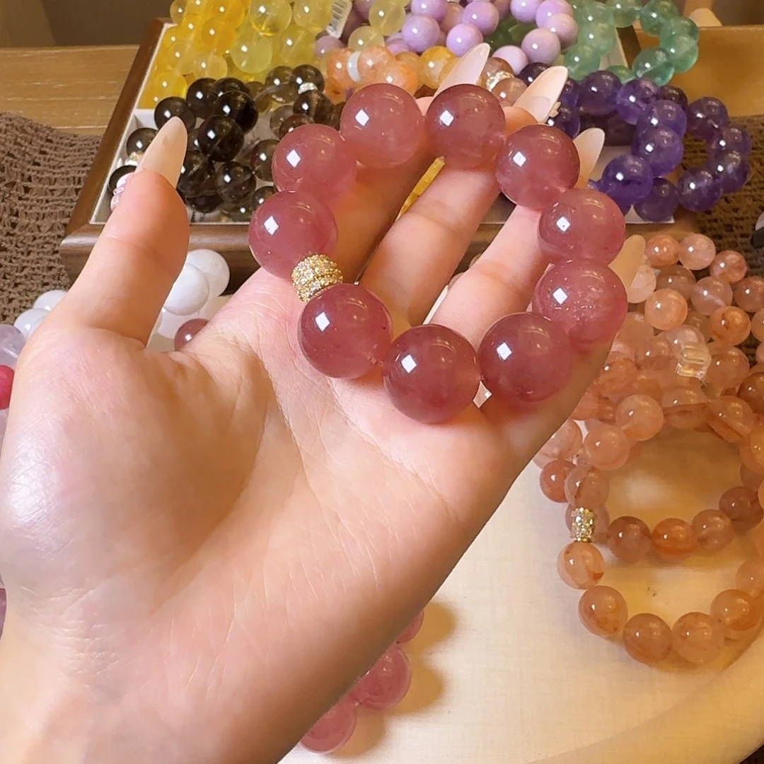 w****笔搁未镶嵌水晶18卡草莓晶换粉水面包扣