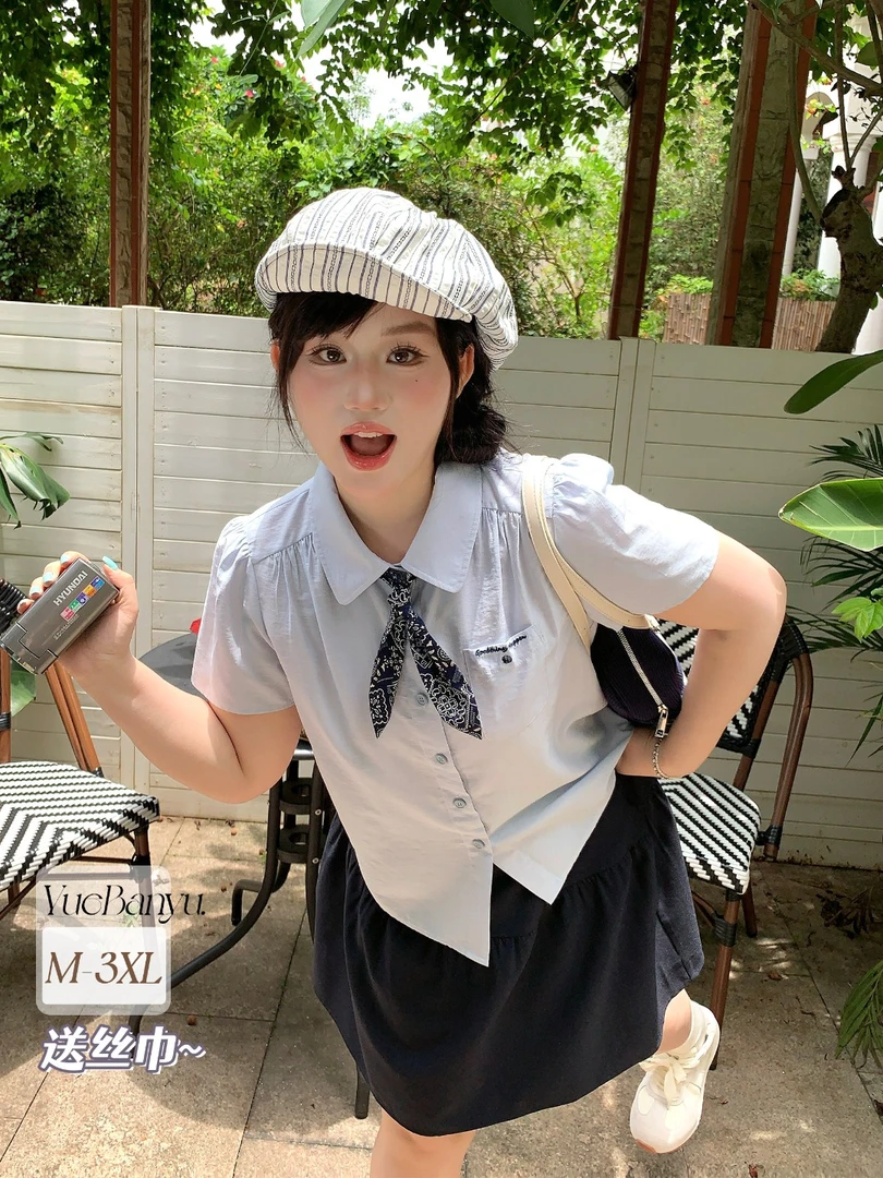 月半鱼【重返18岁】休闲通勤衬衫学院风日系穿搭纯色百搭上衣