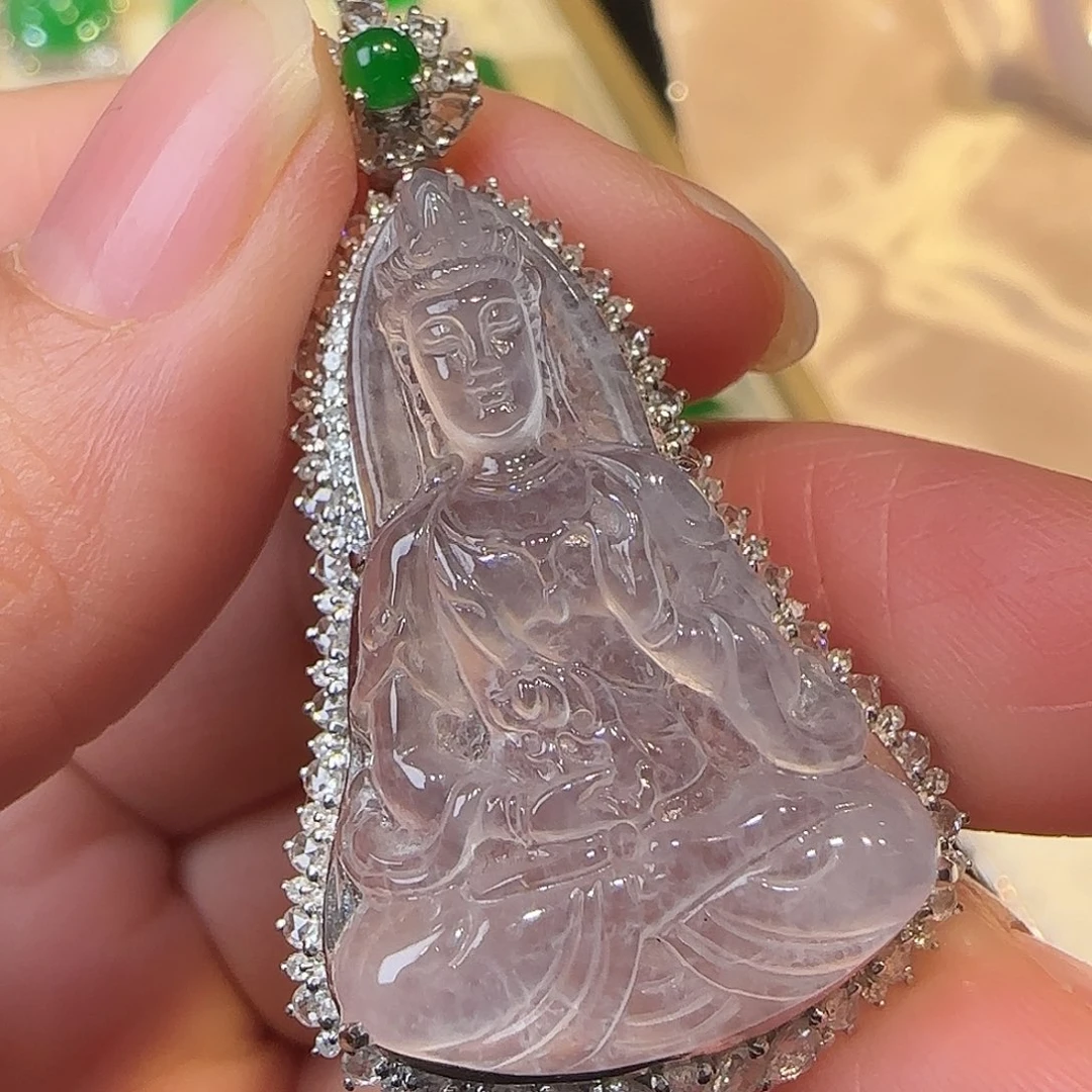翡翠18K金镶嵌吊坠(赠链)