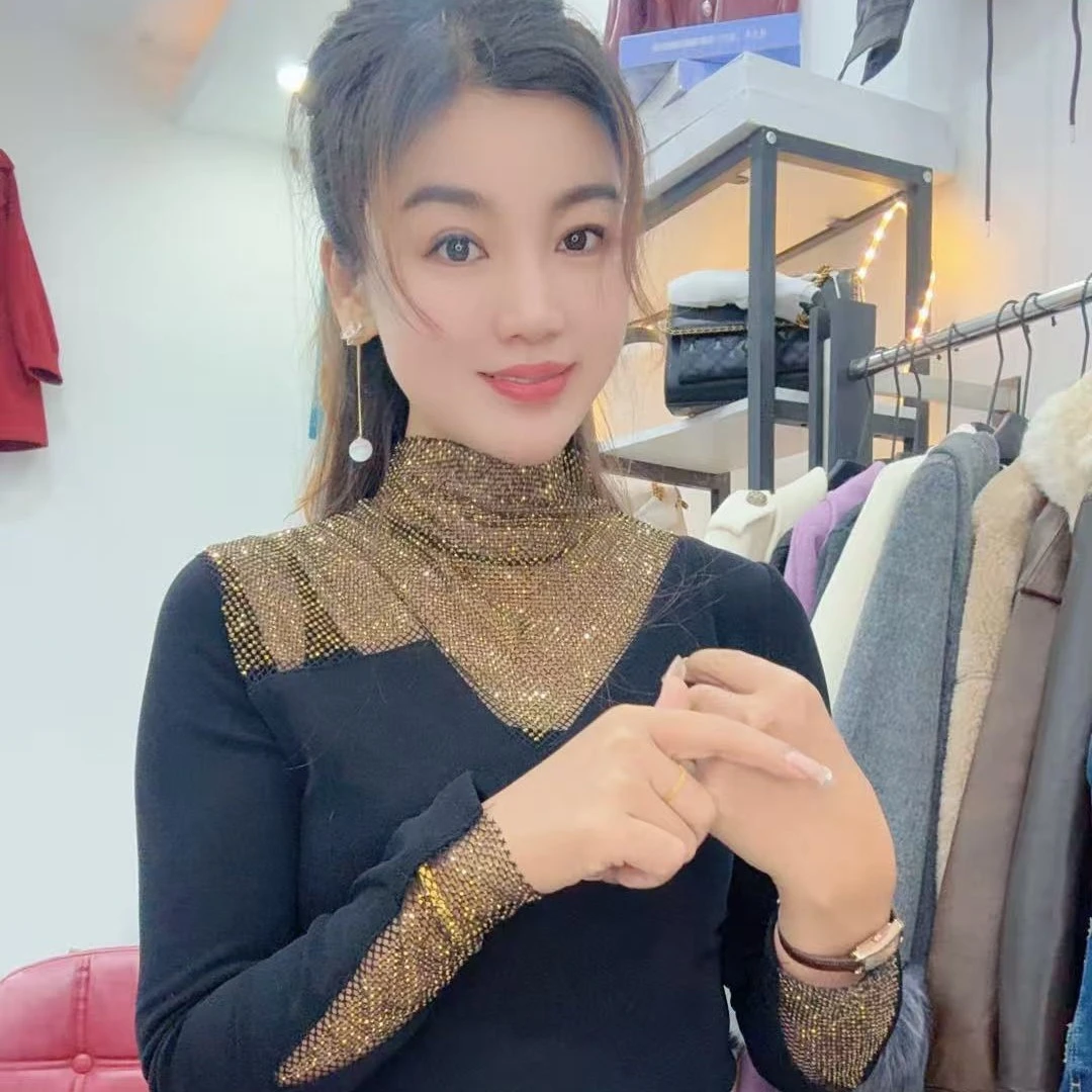 6970半高领打底衫女长时尚显瘦修身内搭薄款洋气百搭T恤上衣