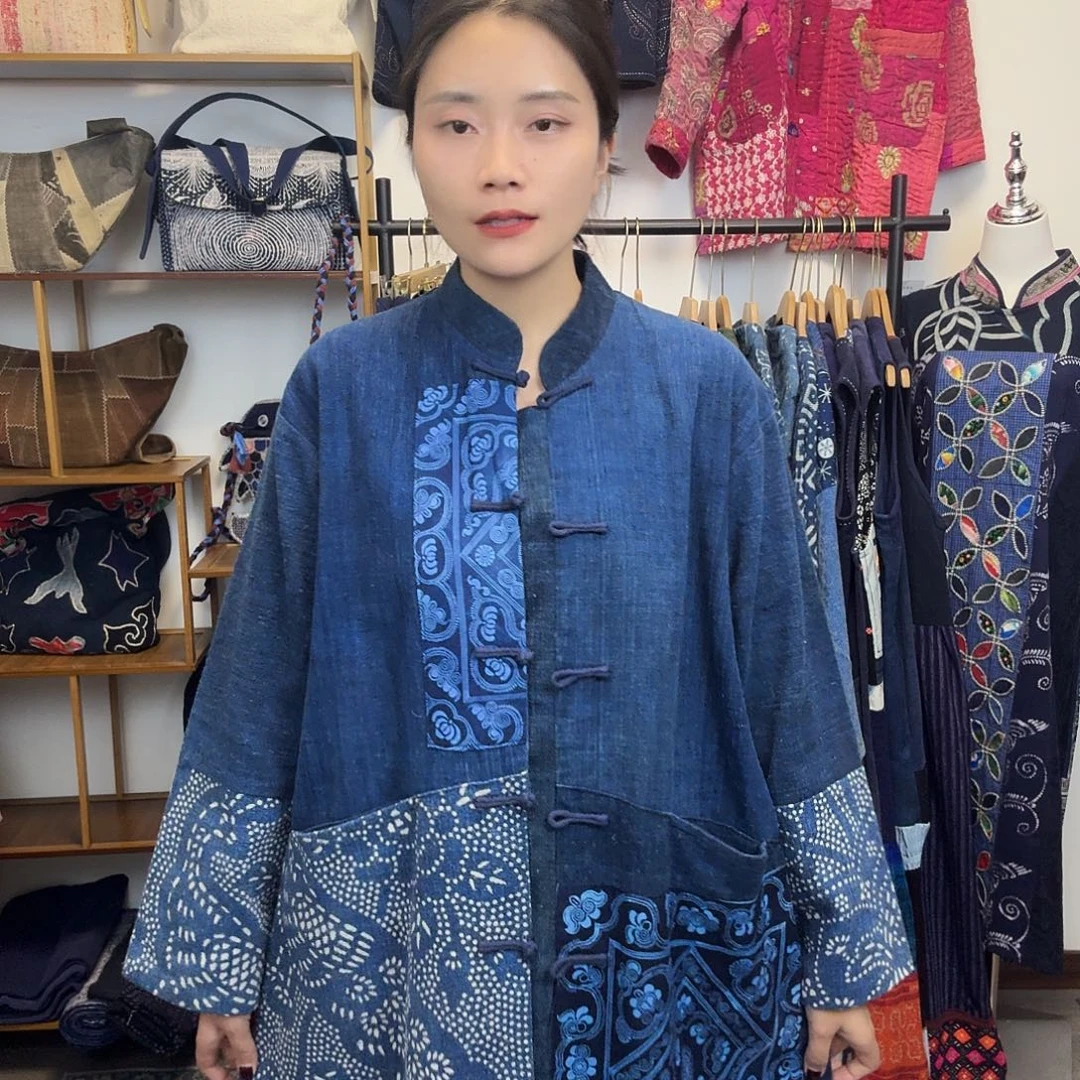 棉无填充物妤然服饰土布中长款外套