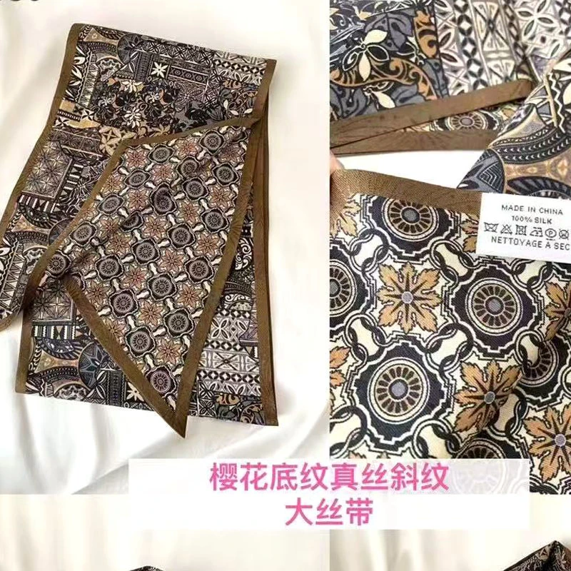 新款春夏秋季桑蚕丝斜纹绸长飘带搭配衬衫西装职业领巾围巾发带女