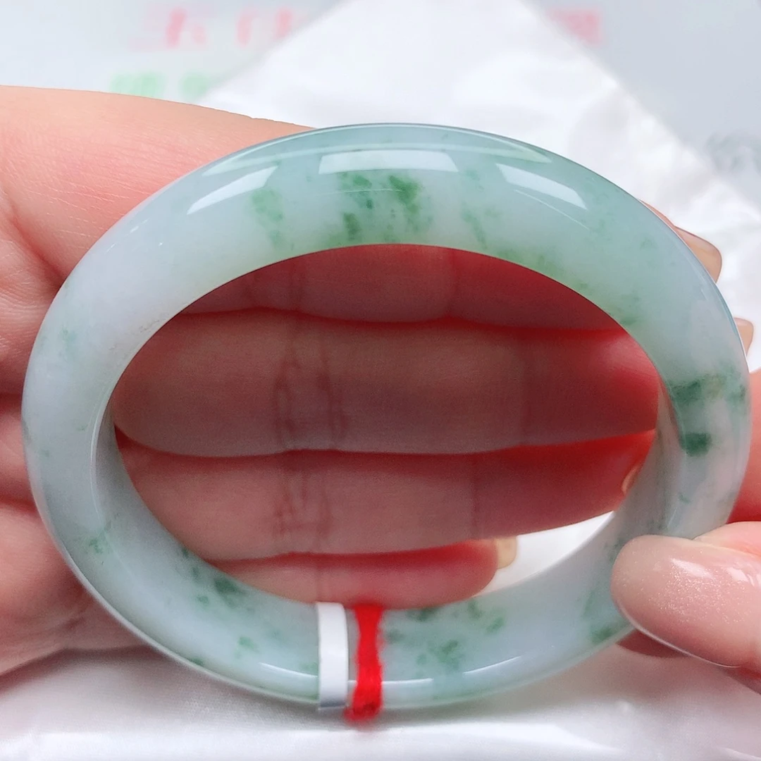 翡翠手镯未镶嵌冰胶绿花34