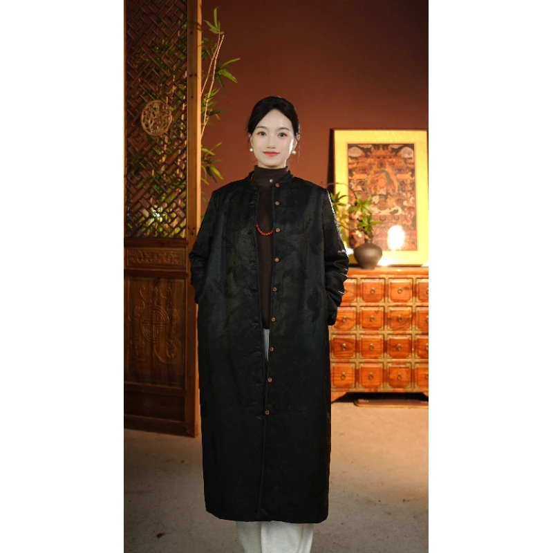 香云纱古法老料长款修身风衣款A-101-3275